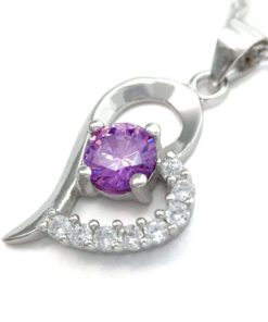 Alternative view of Forever In My Heart Sterling Silver Pendant Necklace Purple