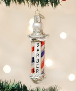Alternative view of Old World Christmas Barber Pole Glass Blown Ornament