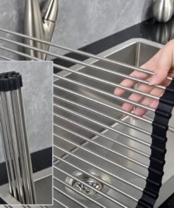 Roll-Up Drying Rack Stainless Steel Foldable Over Sink Rack Black 17.7''(L)X1.. 13 182318855452 3