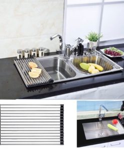 Roll-Up Drying Rack Stainless Steel Foldable Over Sink Rack Black 17.7''(L)X1.. 14 182318855452 4