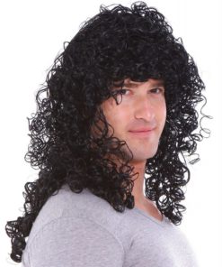 Alternative view of Simplicity Mens 80S Rocker Long Curly Wig Full Hair Black Wigs