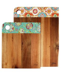 Cambridge Silversmiths Fiesta 2 Piece Wood Patterned Cutting Board Set Acacia