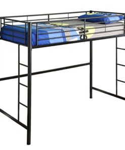 Walker Edison Twin Metal Loft Bed Black