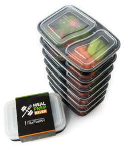 Alternative view of Meal Prep Haven Stackable 2 Compartment Food Containers With Lids Set Of 7