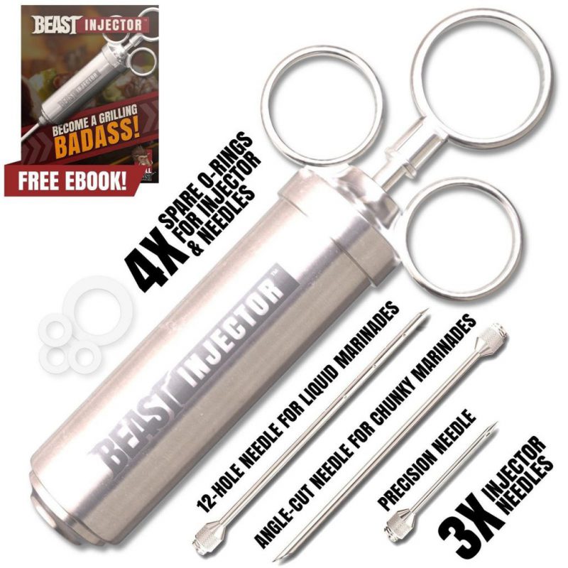 Catalog 3 Grill Beast - 304 Stainless Steel Meat Injector Kit With 2-Oz Large Capacity ..