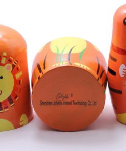 Alternative view of Jollylife 5Pcs Nesting Doll Handmade Wooden Cute Cartoon Animals Pattern 6"