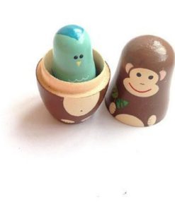 Jollylife 5Pcs Nesting Doll Handmade Wooden Cute Cartoon Animals Pattern 6" 10 182321220341 3