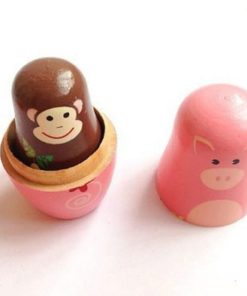 Jollylife 5Pcs Nesting Doll Handmade Wooden Cute Cartoon Animals Pattern 6" 11 182321220341 4