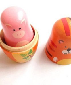 Jollylife 5Pcs Nesting Doll Handmade Wooden Cute Cartoon Animals Pattern 6" 12 182321220341 5