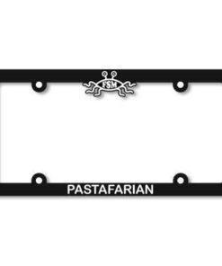 Flying Spaghetti Monster License Plate Frame - White on Black