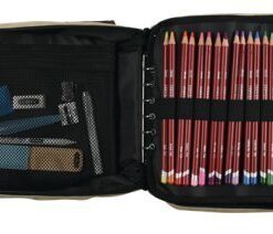 Derwent Pencil Case, Canvas Carry-All Bag Pencil Holder with Removable Shoulder Strap, Holds up to 132 Pencils and Supplies (2300671) 132 Capacity Carry All 8 41HFktjODFL