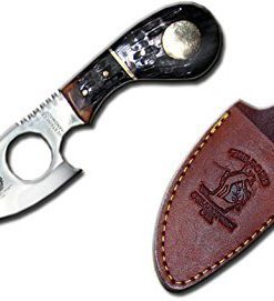 New Bone Collector BC 794 3 Colors Fixed Blade Skinning Knife with Leather Sheath 7 Inch Overall Red Yellow Blue Full Tang Saw Tooth Blade Black, Brown 3 41rI1nAKh8L
