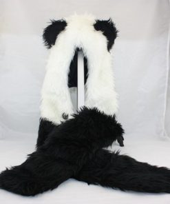 Alternative view of HatButik. Panda Animal Hood Faux Fur Hat with Warm Scarf Mittens Ears and Paws Spirit