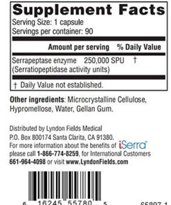 iSerra 250,000 SPU Serrapeptase Enzyme - 90 Maximum Strength Capsules - Up to 12x More Potent Than Other Serrapaptase - Delayed Release Technology - High Potency Non-GMO, Gluten Free, Vegan. 1 Pack 12 514Ld2BIG0NL