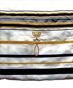 Alternative view of Black and Gold Stripes Messianic Tallit Talit Prayer Shawl 22"x72" with matching Bag