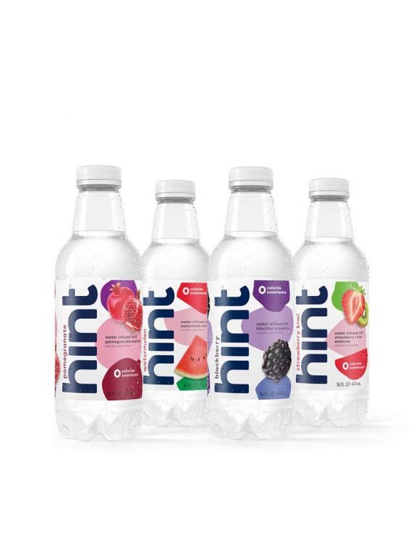 Hint Fruit Infused Water Variety Pack, (Pack of 12) 16 Ounce Bottles, 3 Bottles Each of: Pomegranate, Strawberry-Kiwi, Watermelon, Blackberry, Unsweet Water with Zero Diet Sweeteners