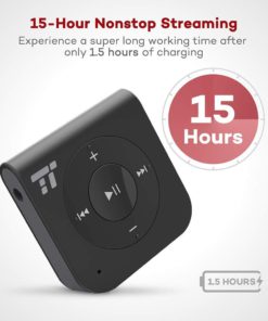 Alternative view of 15 Hour Bluetooth Receiver/Bluetooth Car Kit, TaoTronics Portable Wireless Audio Adapter 3.5mm Aux Stereo Output (Hands-Free Calling, Bluetooth 4.2, A2DP, CVC Noise Cancelling) Dark Gray
