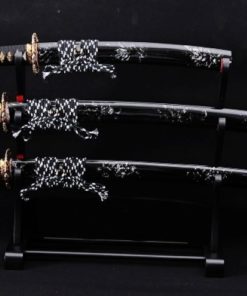 Lyuesword Hand Forged Japanese Clay Tempered Katana Wakizashi Tanto Set 3 Piece Real Cut 12 51YRTuE2B5wL