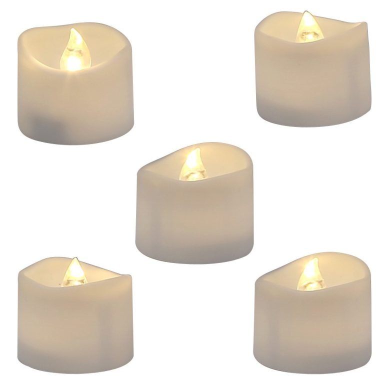 Homemory Realistic and Bright Flickering Bulb Battery Operated Flameless LED Tea Light for Seasonal & Festival Celebration, Pack of 12, Electric Fake Candle in Warm White and Wave Open Dia1.4" x H1.25"