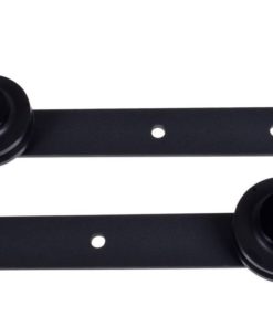 TMS TSQ04-DARK(2SET)+Conn-Dark Country Style Barn Wood Steel Double Sliding Door Hardware Closet Set, 12', Black 12 FT (Double Door) 13 51emRa5K wL