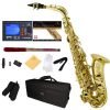 Mendini by Cecilio MAS-L+92D+PB Gold Lacquer E Flat Alto Saxophone with Tuner, Case, Mouthpiece, 10 Reeds and More