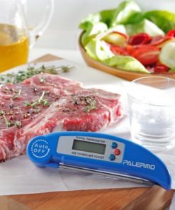 Instant Read Digital Meat Thermometer - Ultra Fast Electronic BBQ and Kitchen Food Thermometer with long probe for Cooking, Grill, Smoker, Candy - Battery Included Blue - $14.95