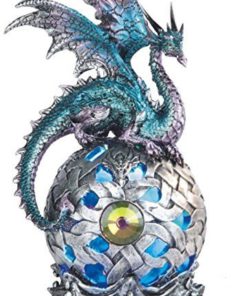 George S. Chen Imports StealStreet SS-G-71512 Dragon on Light Up LED Orb Statue Display, 8.25"/Large, Aqua