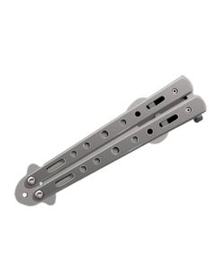 Alternative view of HTOMT Butterfly Knife, Rainbow Stainless Steel Blunt Training Balisong Practice Dull Pocket Knives Trainer Tool, for Boys Gray