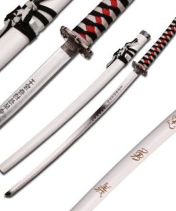 BladesUSA SW-68 Series Samurai Sword with Cord-Wrapped Handle, Wood Scabbard, 40-Inch Overall Black/White/Red Handle White Scabbard 5 51yFuPCJZdL