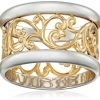Rhodium Plated Sterling Silver Two-Tone Filigree Band Ring 7 5 57 00f7729e 7167 4cf1 80d1 14ab46960690