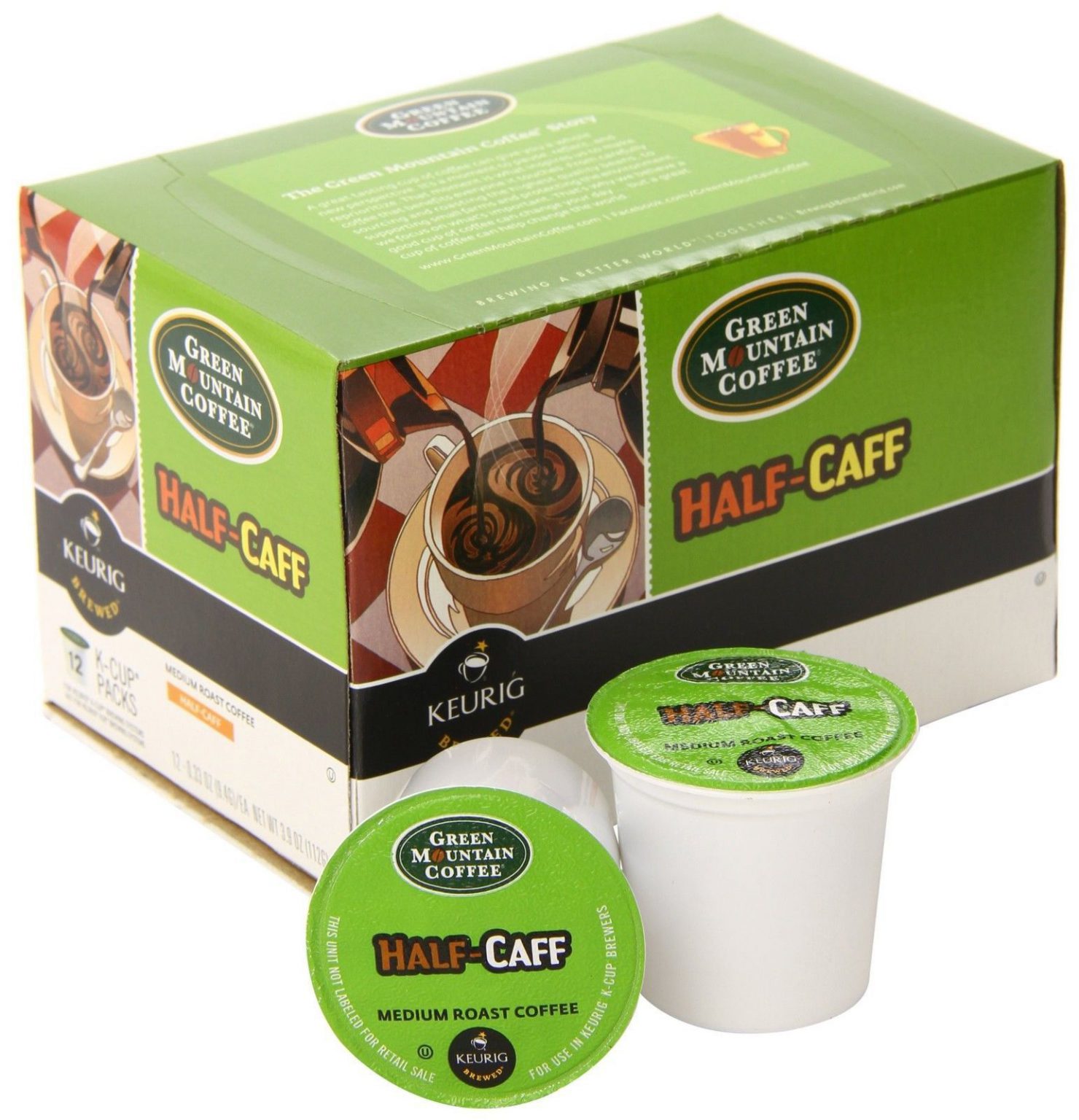 Green Mountain Coffee HalfCaff Keurig KCups 72 Count Swiftsly