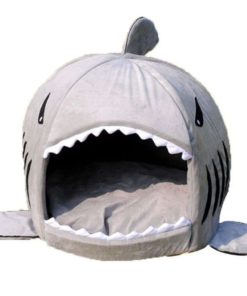 Grey Shark Bed For Small Cat Dog Cave Bed Removable Cushionwaterproof Bottom ..