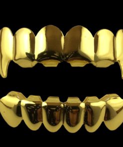 Alternative view of 24K Gold Plated Grillz Top & Bottom Fangs + 2 Extra Molding Bars