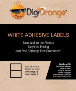 Digiorange 200 Rounded Corners Premium Self Adhesive White Blank Half Page Sh..