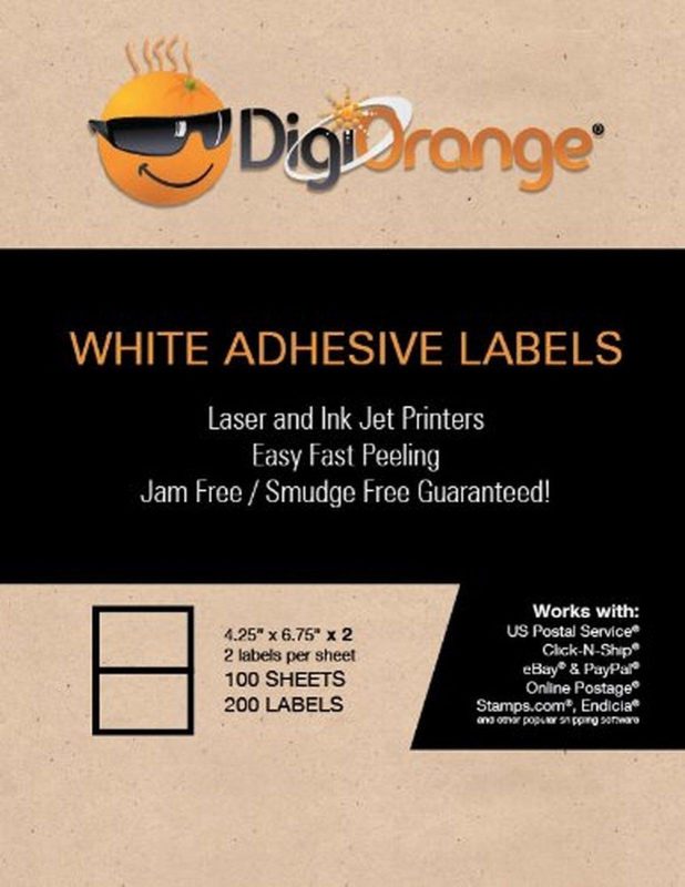 Digiorange 200 Rounded Corners Premium Self Adhesive White Blank Half Page Sh..