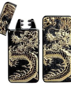 Pard Relief Dragon Windproof Cross Arc Lighter Usb Rechargeable Flameless Ele..