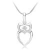 925 Sterling Silver Owl Bird Heart Shaped Charm Pendant Necklace 18 Inches