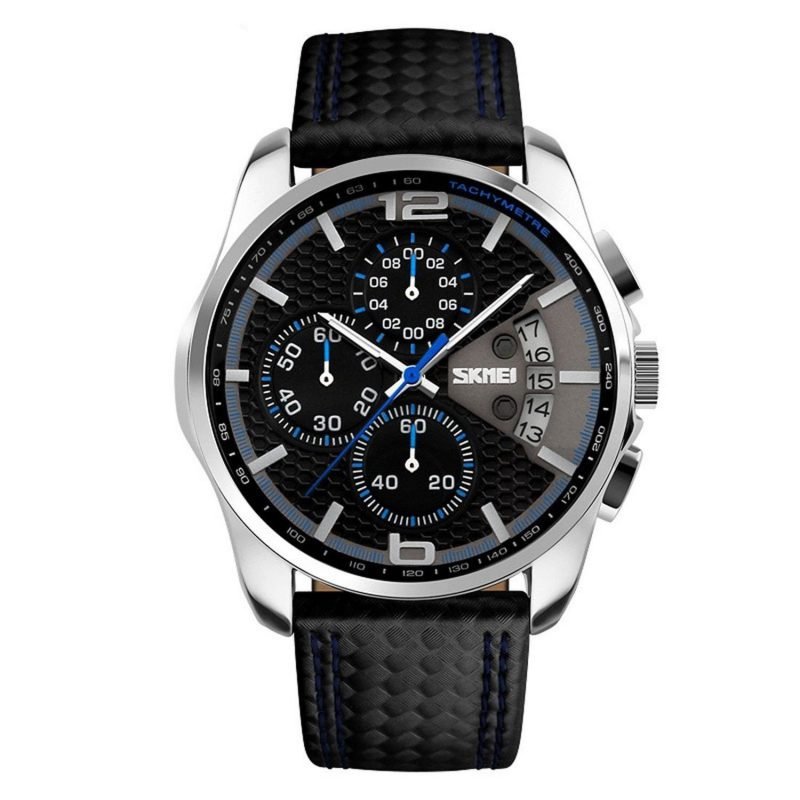 Cakcity Mens Watches Leather Band Waterproof Analog Wristwatch