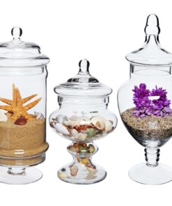 Alternative view of Set Of 3 Deluxe Apothecary Jar Sets / Glass Kitchen Storage Jars / Terrarium ..