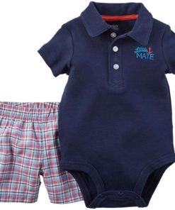 Carters Baby Boys Little Mate Polo Bodysuit Set Blue 3 Months