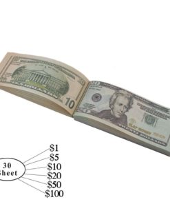Alternative view of Real Looking Us Play Money Set Double Sided 30 Bills Of $1 $5 $10 $20 $50 & ..