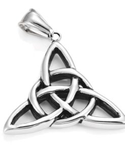 Alternative view of Vintage Stainless Steel Irish Triquetra Celtic Knot Amulet Pendant Necklace B..