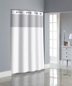 Alternative view of Hookless Fabric Shower Curtain With Built In Peva Liner White Dobby Pique