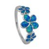 Sterling Silver Rhodium Plated Synthetic Opal Three Plumeria Band Ring 9 6 57 0f6890eb eecd 43d6 b9ba b9bceae10756