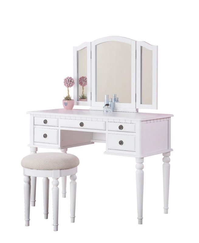 Bobkona St. Croix Collection Vanity Set With Stool White