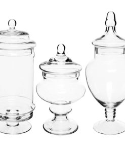 Set Of 3 Deluxe Apothecary Jar Sets / Glass Kitchen Storage Jars / Terrarium .. 6 57 16a32949 484c 4161 a4c1 ccee699ac2ea