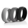 Men's Silicone Wedding Ring Bands - 3 Ring Pack - Black Dark Grey Light Grey