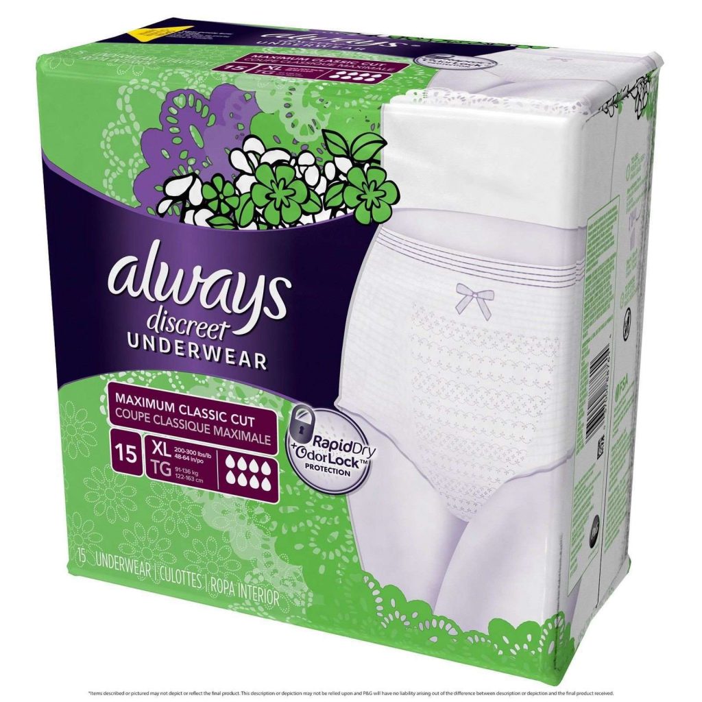Always Discreet Incontinence Underwear Maximum Absorbency Extra Large 45 Count Swiftsly 6259