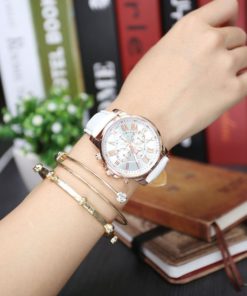 Alternative view of Top Plaza Fashion Women's Analog Watch Pu Leather Band Rose Gold Tone - White