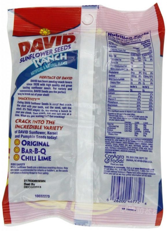 David Seeds Jumbo Sunflower Ranch Flavor 5.25-Ounce Bag (Pack Of 12) 5.25 Oz - $19.85